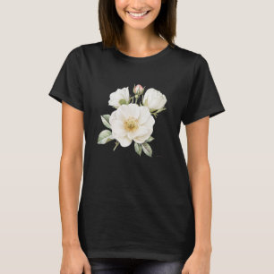 Camiseta gráfica de rosa branca preta