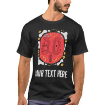 Camiseta Gráfica de Rosto Abstrato Vermelho