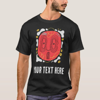 Camiseta Gráfica de Rosto Abstrato Vermelho