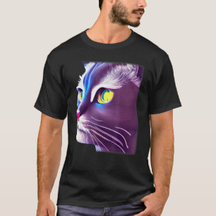 Camiseta Gráfica de rosto de gato  animal de estimação  imp