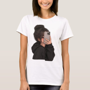 Camiseta Gráfica de Rua com Garota Urbana Tirando 
