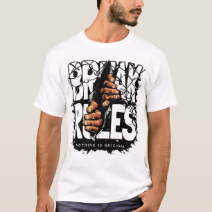 Camiseta Gráfica de Rua Quebrando as Regras – Bo