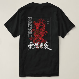 Camiseta gráfica de streetwear japonês Red Dragon