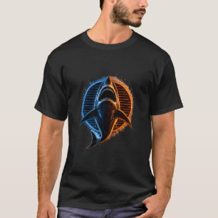 Camiseta Gráfica de T-Shirt Azul e Laranja de Tuba