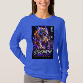 Camiseta Gráfica de Tigre com Força sobre o Medo