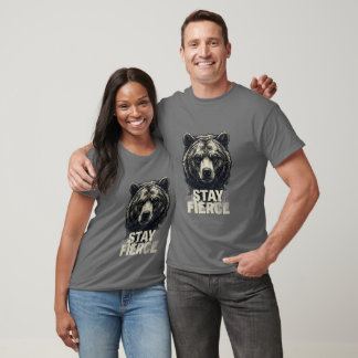 Camiseta Gráfica de Urso Cinzento Feroz