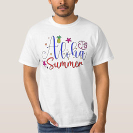 Camiseta Gráfica de Verão Tropical Aloha
