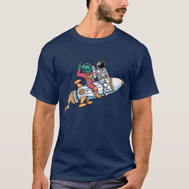 Camiseta Gráfica Divertida de Astronauta Alienígen (Frente)