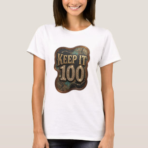 Camiseta Gráfica Divertida KEEP IT 100 Dourada