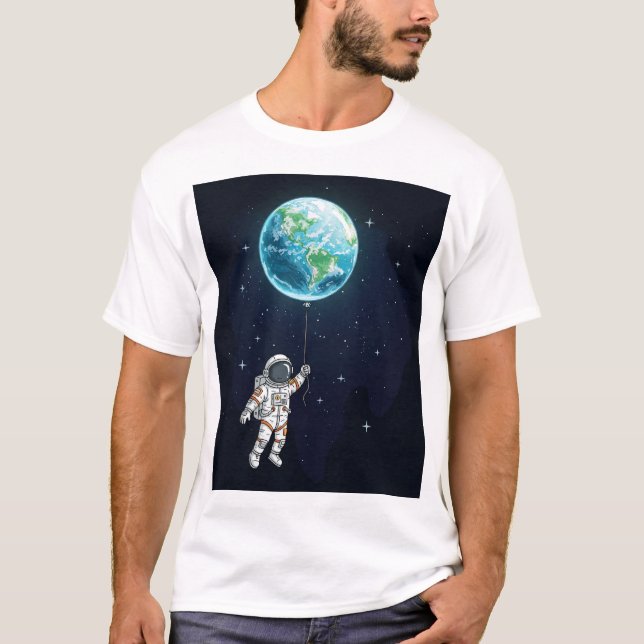 Camiseta Gráfica do Balão Terra Astronauta (Frente)