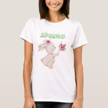 Camiseta Gráfica do Coelho da Primavera Retro com