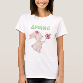 Camiseta Gráfica do Coelho da Primavera Retro com