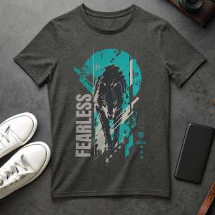 Camiseta Gráfica do Lobo Destemido Streetwear Lo