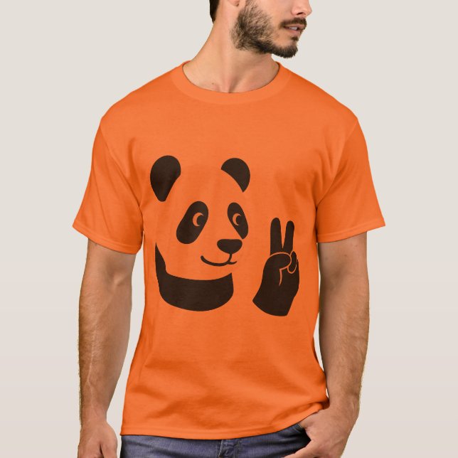 Camiseta Gráfica do Panda com Sinal de Paz (Frente)