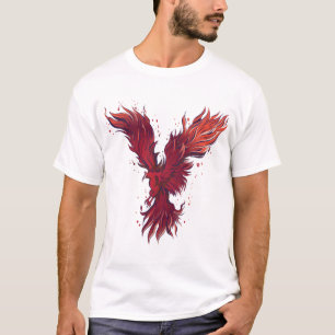 Camiseta Gráfica do Pássaro Fenix Vermelho Voador 