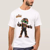 Camiseta Gráfica do Personagem Robô de IA Futuríst