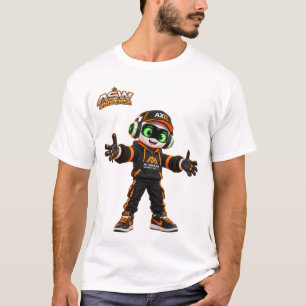 Camiseta Gráfica do Personagem Robô de IA Futuríst