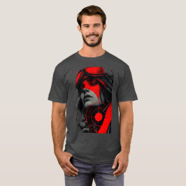 Camiseta Gráfica Edgy Cyberpunk Sniper Alvo Vermel