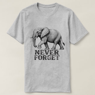 Camiseta Gráfica Elefante Antigo Nunca Esquece