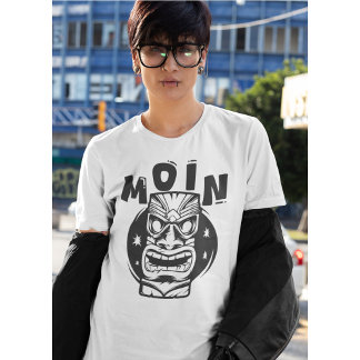 Camiseta gráfica engraçada com rosto Tiki Moin