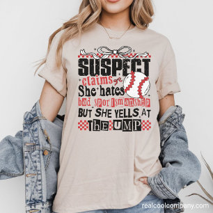Camiseta Gráfica Engraçada de Beisebol - Suspeito 