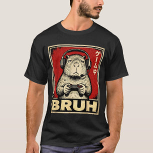 Camiseta Gráfica Engraçada de Capivara Gamer Bruh