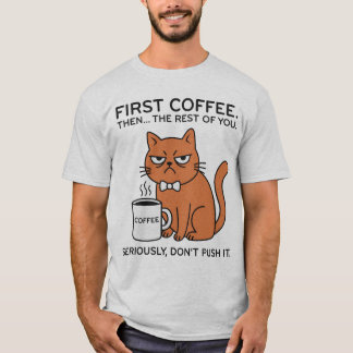 Camiseta Gráfica Engraçada do Gato Mal-humorado e