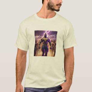 Camiseta Gráfica Épica de Super-Herói com Relâmpag