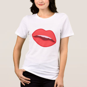 Camiseta Gráfica Estética com Lábios Vermelhos da