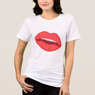 Camiseta Gráfica Estética com Lábios Vermelhos da