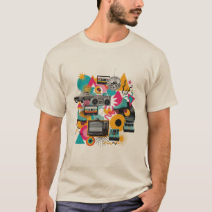 Camiseta Gráfica Estética de Colagem Vintage Retro