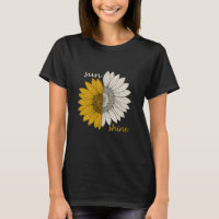 Camiseta Gráfica Estética de Girassol Dividido ao