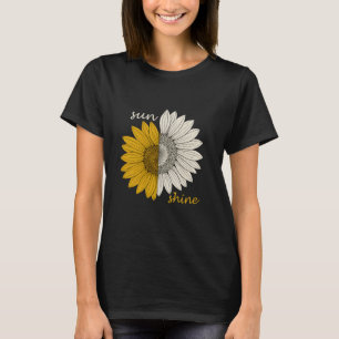 Camiseta Gráfica Estética de Girassol Dividido ao