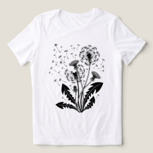 Camiseta gráfica feminina Celestial Wind Dandelion