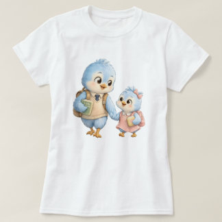 Camiseta Gráfica Feminina de Irmãos Pássaros Fofos