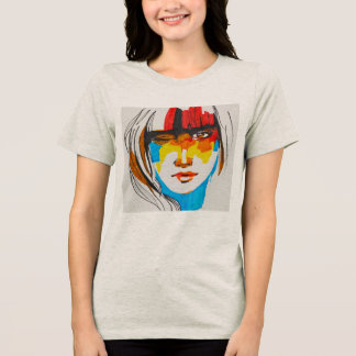 Camiseta Gráfica Feminina de Retrato Pop Art Abstr