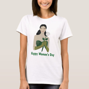 Camiseta gráfica feminina estética verde artística