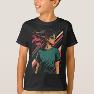 Camiseta Gráfica Feminina Estilosa Retro dos Anos
