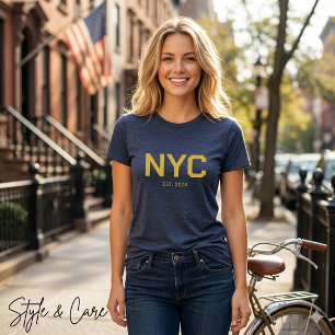 Camiseta Gráfica Feminina Moderna NYC Azul Marinho