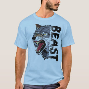 Camiseta Gráfica Feroz Cabeça de Lobo Bravo Modo F