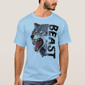 Camiseta Gráfica Feroz Cabeça de Lobo Bravo Modo F