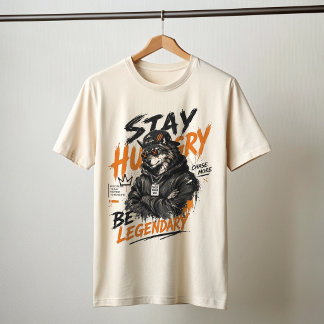 Camiseta Gráfica Fique com Fome Persiga Mais Lobo