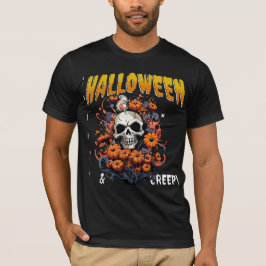 Camiseta Gráfica Floral de Halloween