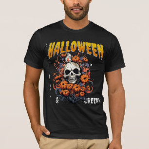 Camiseta Gráfica Floral de Halloween