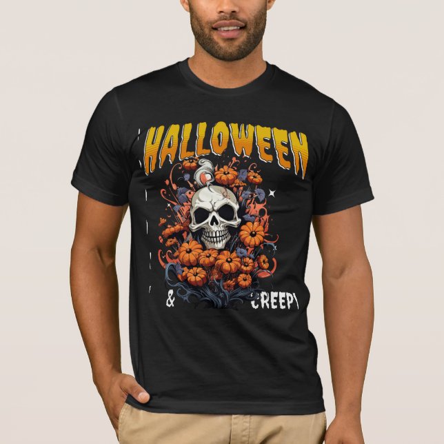 Camiseta Gráfica Floral de Halloween (Frente)