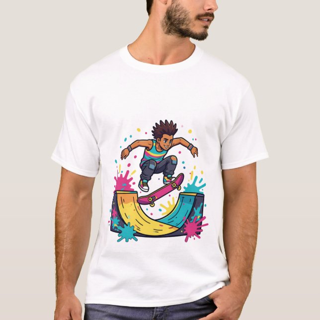 Camiseta Gráfica Funky Skater Boy (Frente)