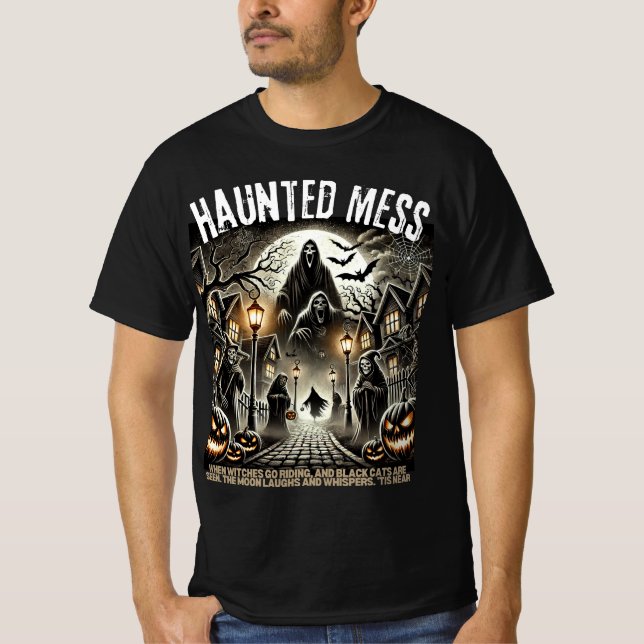 Camiseta Gráfica Halloween Assombrada (Frente)