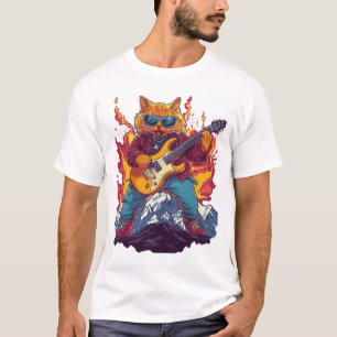Camiseta Gráfica Heavy Meowtal � Gato Balançando p
