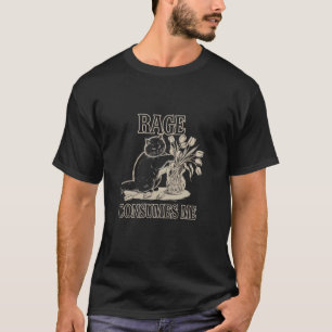 Camiseta Gráfica Humor de Gato Raiva Me Consome