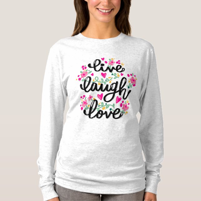 Camiseta Gráfica "Live, Laugh, Love" para Adultos (Frente)